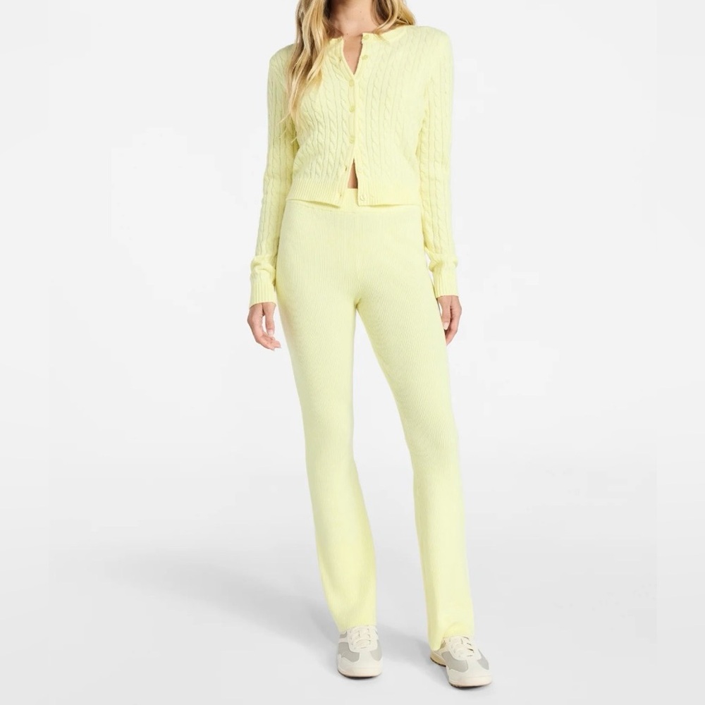 Women's Yellow Ribbed Pants set